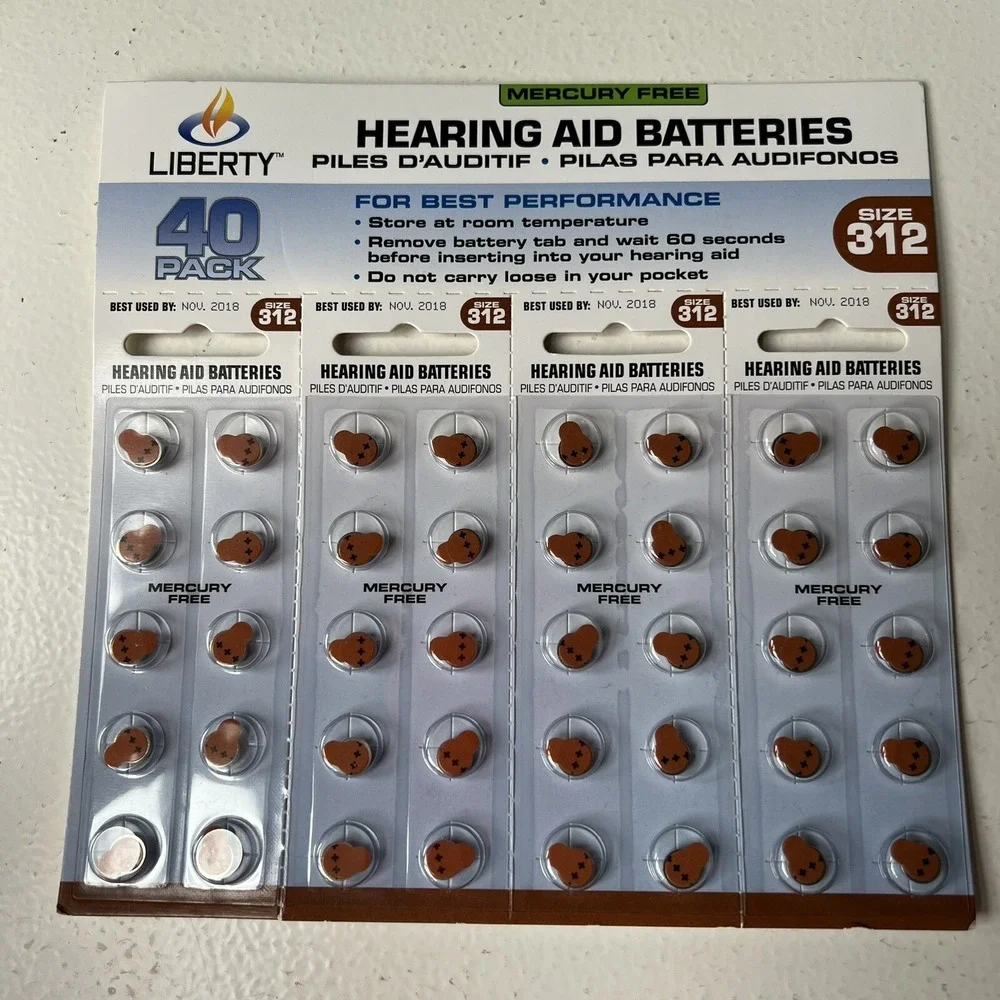 Kirkland Hearing Aid Batteries Sz 312 (Exp.5/27) Mercury Free 8 X 2 Packs= 16 ct